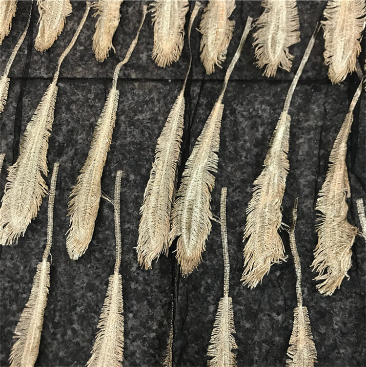 Embroidered Fabric 3D Feather Polyester Foil for Women's Wear Wholesal 5